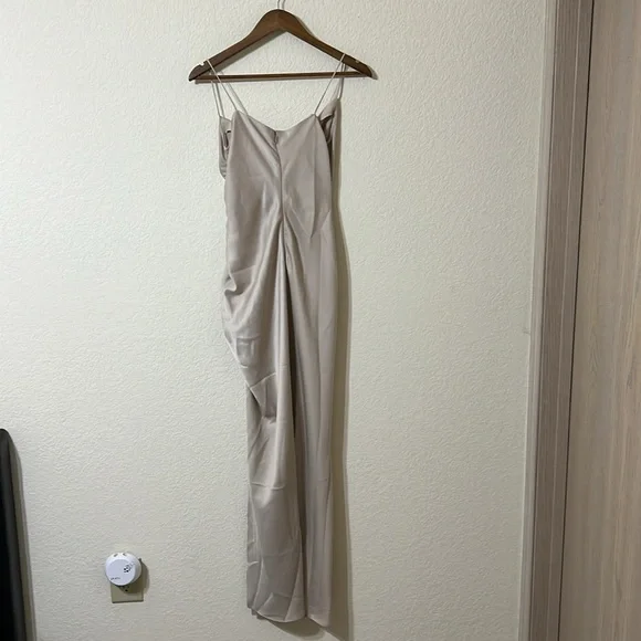 BHLDN Anthropologie Jennings Cowl Neck Ruched Satin Gown 0 NEW Formal Bridesmaid - Picture 7 of 8